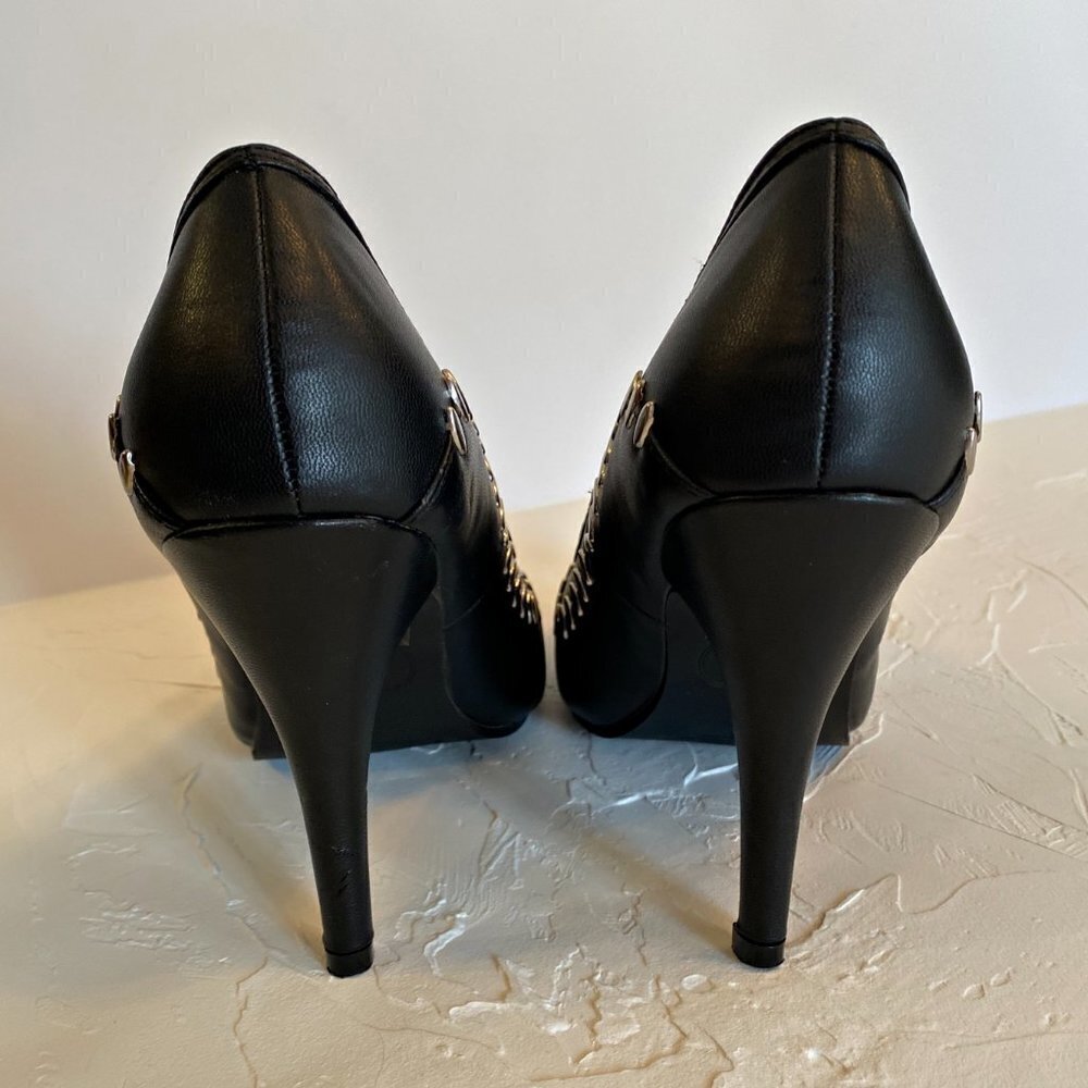 T.u.k. Black Metal Stitch Studded Gothic Rock Sky High 4" Heels - Picture 3 of 10